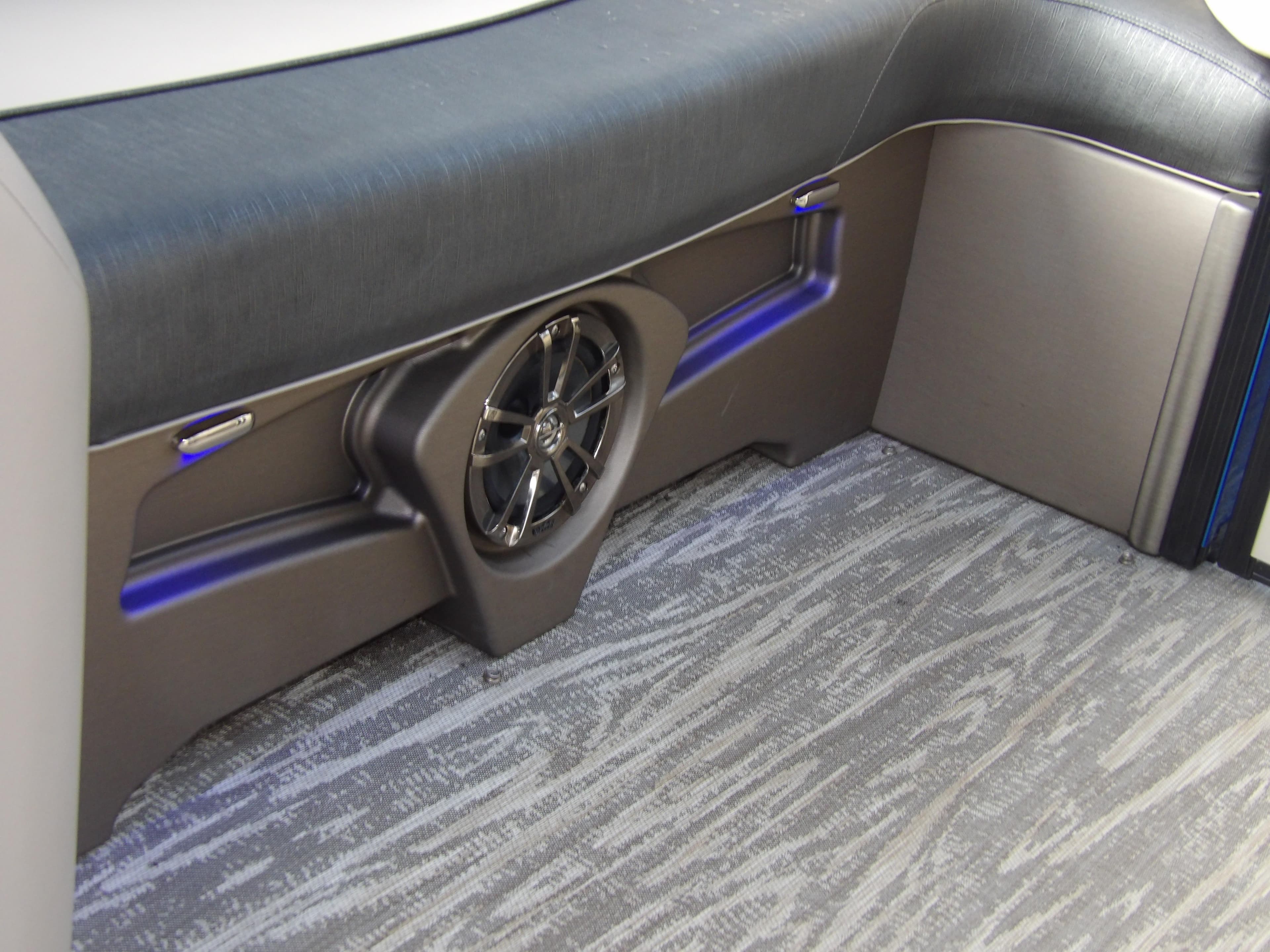 2020 Avalon 2385 Catalina QL SWS interior with speaker and modern flooring.