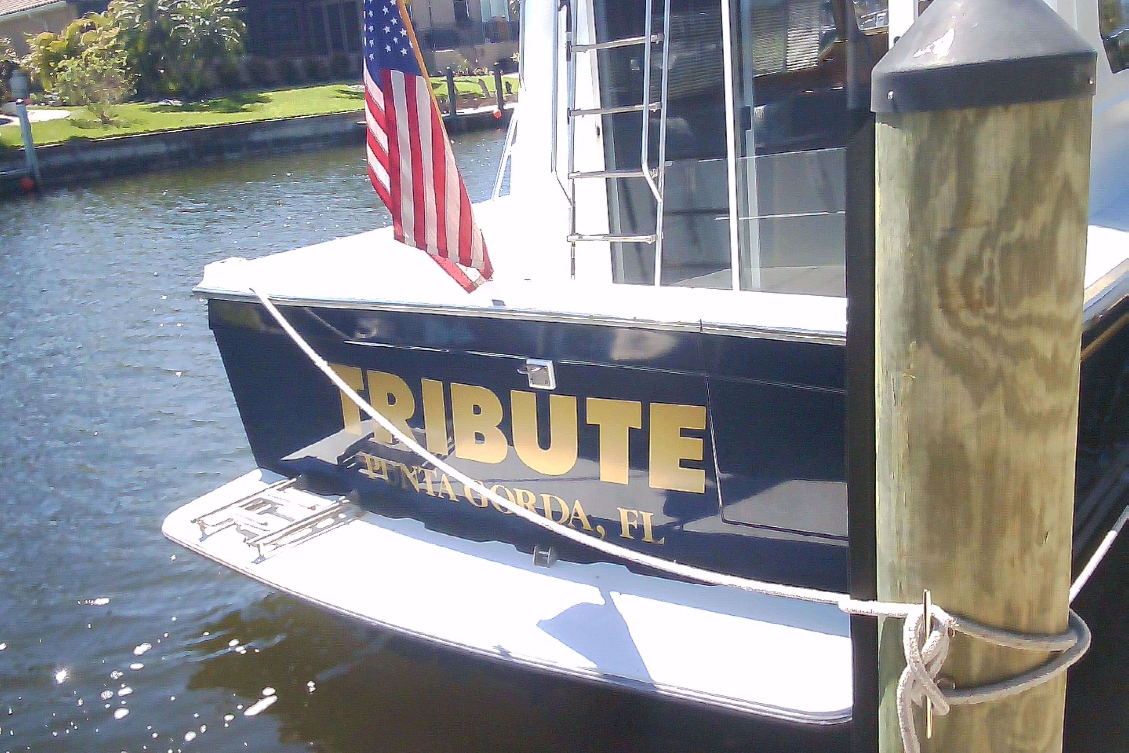 1999 Sabre 34 boat named "Tribute" docked in Punta Gorda, Florida.