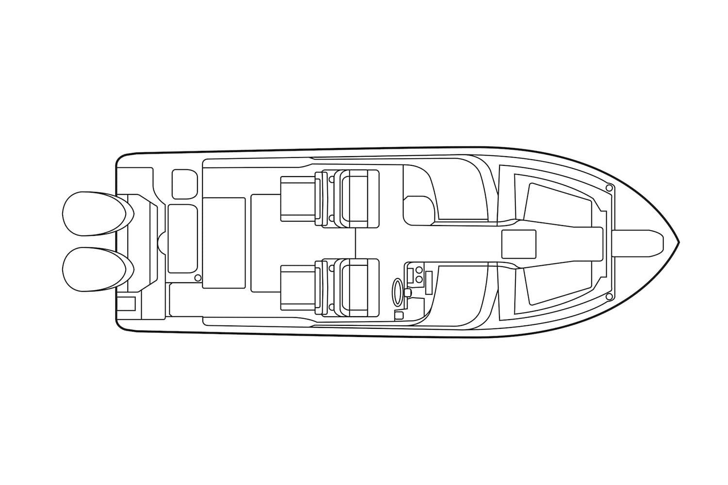 Manufacturer Provided Image: Top view line drawing of 2023 Grady-White Freedom 285 boat layout.